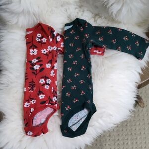 Carter's Floral Bodysuits - Red and Green